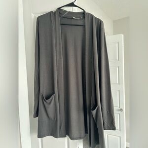 Gray Open Front Cardigan